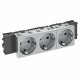 Розетка тройная 0° Modul45connect с з/к, 250 В, 16A (серебристый) (STD-D0C AL3)  6120392  OBO Bettermann