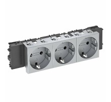 Розетка тройная 0° Modul45connect с з/к, 250 В, 16A (серебристый) (STD-D0C AL3)  6120392  OBO Bettermann