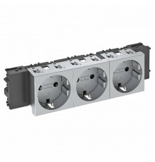 Розетка тройная 0° Modul45connect с з/к, 250 В, 16A (серебристый) (STD-D0C AL3)  6120392  OBO Bettermann
