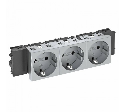Розетка тройная 0° Modul45connect с з/к, 250 В, 16A (серебристый) (STD-D0C AL3)  6120392  OBO Bettermann