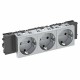 Розетка тройная 0° Modul45connect с з/к, 250 В, 16A (серебристый) (STD-D0C AL3)  6120392  OBO Bettermann