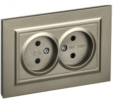 BRITE Розетка 2-ая без заземления со шторками 10А в сборе РСш12-2-БрШ шампань  BR-R23-10-K37-F  IEK