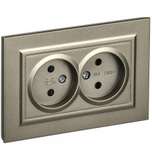 BRITE Розетка 2-ая без заземления со шторками 10А в сборе РСш12-2-БрШ шампань  BR-R23-10-K37-F  IEK