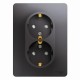 Glossa Графит Розетка 2-ая с заземлением со шторками (в сборе)  GSL001326  SE