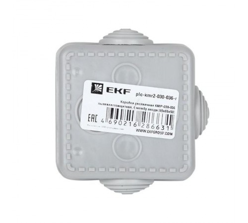 Коробка распределительная КМР-030-036 пылевлагозащитная, 4 мембранных ввода (65х65х50) розничный стикер PROxima  plc-kmr2-030-036-r  EKF