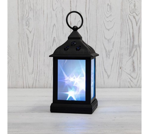 Декоративный фонарь 11х11х22,5 см, черный корпус, цвет свечения RGB с эффектом мерцания  513-064  NEON-NIGHT