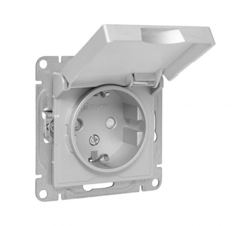 Механизм розетки, 16А, IP44, с заземлением, со шторками, c крышкой, алюминий Эпика EKF  UP1-SOA-111-44  EKF