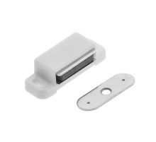 Защелка магнитная 2 кг одинарная с ответной планкой, белый - пакет   112594  Tech-KREP