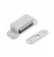 Защелка магнитная 2 кг одинарная с ответной планкой, белый - пакет   112594  Tech-KREP