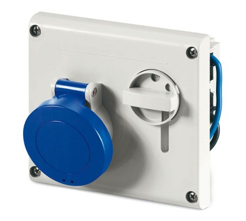 Розетка скрытой уст. с механической блокировкой и верхним расположением разъема IP44 32А 2P+E 230В  DIS4003283  DKC