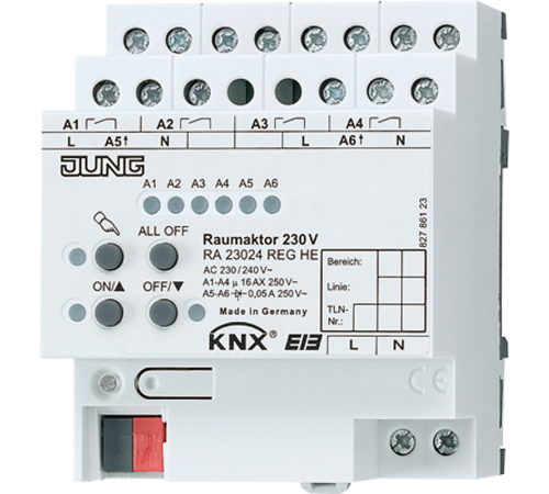 Комбинированный актуатор Raum для освещения-жалюзи-отопления  RA23024REGHE  Jung