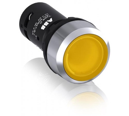 Кнопка с подсветкой CP1-31Y-10 желтая 24В AC/DC с плоской клавишей без фиксации 1НО, металл.кольцо1SFA619100R3113 ABB