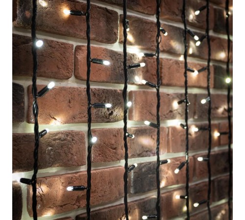 Гирлянда "Светодиодный Дождь" 2х6м, эффект водопада, черный провод, 230 В, диоды БЕЛЫЕ, 1500 LED  235-265  NEON-NIGHT