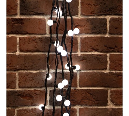 Гирлянда Мультишарики 23 мм, 10 м, черный каучук, 80 LED, постоянное свечение, цвет Белый  303-595  NEON-NIGHT