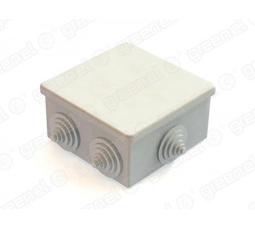 Коробка распределительная наружного монтажа с откидной крышкой, 100х100х50мм, IP54, 8 гермовводов, 4 сальника в комплекте (48шт)  GE41256  GREENEL