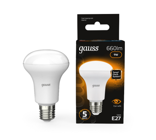 Лампа светодиодная LED 9Вт E27 220В 2700К Reflector R63  106002109  Gauss