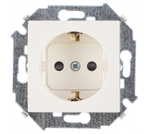 Simon 15 Сл. кость Розетка с/з Schuko со шторками, 16А 250В, винт. зажим  1591443-031  Simon