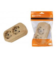 Колодка розеточная 2 гнезда 2П+З 16А 250В "Эко" (сосна)   SQ1806-0046  TDM