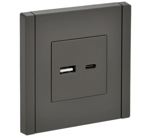 FORTE&PIANO Розетка USB A+C 18Вт FP351 серый  FP-U22-018-K03  IEK