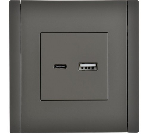 FORTE&PIANO Розетка USB A+C 18Вт FP351 серый  FP-U22-018-K03  IEK