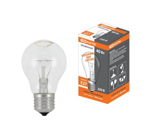 Лампа накаливания ЛОН  40Вт Е27 230В Б40 груша  SQ0332-0035  TDM