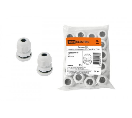Сальник PG7 диаметр проводника 3,5-6 мм IP54   SQ0805-0010  TDM