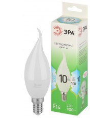 Лампа светодиодная  GREEN LINE LED BXS-10W-840-E14 GL E14 10 Вт свеча на ветру яркий белый свет  Б0067099  ЭРА