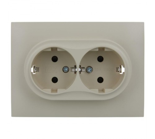 SKANDY Розетка 2-местная с з/к/ш 16А в сб. SK-R07B бежевый  SK-R24-16-K10-F  IEK