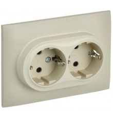 SKANDY Розетка 2-местная с з/к/ш 16А в сб. SK-R07B бежевый  SK-R24-16-K10-F  IEK