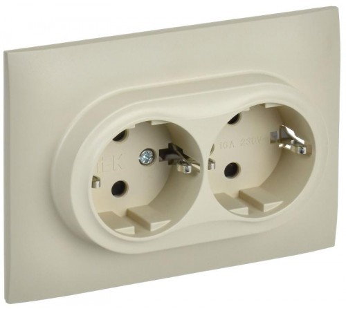 SKANDY Розетка 2-местная с з/к/ш 16А в сб. SK-R07B бежевый  SK-R24-16-K10-F  IEK