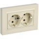 BRITE Розетка 2-местная с заземлением с защитными шторками плоская 16А в сборе РСшПл12-3-БрКр бежевый   BR-R28-16-K10-F  IEK