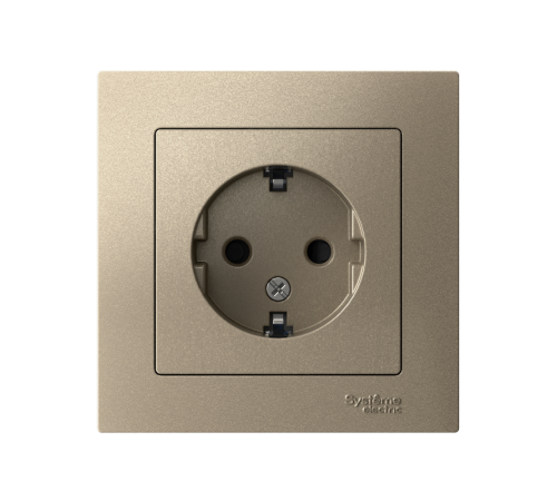 AtlasDesign Шампань Розетка с заземлением со шторками, 16А, (в сборе с рамкой)  ATN000544  SE
