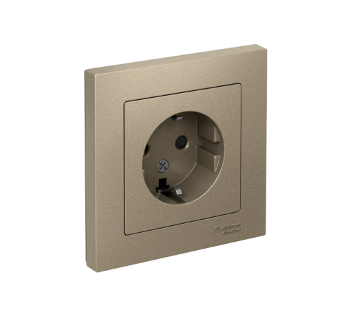 AtlasDesign Шампань Розетка с заземлением со шторками, 16А, (в сборе с рамкой)  ATN000544  SE
