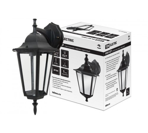 Светильник садово-парковый ЛБУ 6060-02Р 60Вт ЛН/КЛЛ/LED E27 IP33 шестигранник, вниз, в разборе  SQ0330-3002  TDM