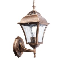 Светильник садово-парковый PL611 четырехгранный на стену вверх 60W E27 230V, черное золото  11611  Feron