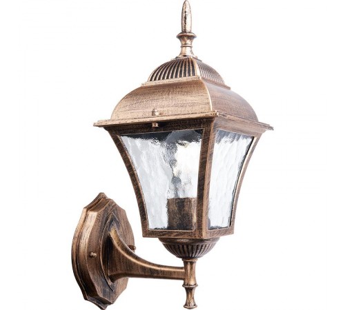 Светильник садово-парковый PL611 четырехгранный на стену вверх 60W E27 230V, черное золото  11611  Feron