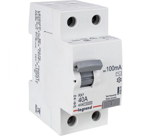 Выключатель дифференциальный (УЗО) RX3 2п 40А 100мА тип AC  402029  Legrand