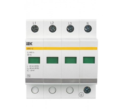 Ограничитель импульсного перенапряжения ОПС1-C 4Р In=20kA Un=400B Im=40kA  MOP20-4-C  IEK