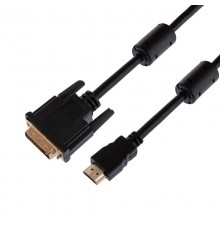 Шнур HDMI - DVI-D с фильтрами, длина 5 метров (GOLD) (PE пакет)  17-6306  REXANT