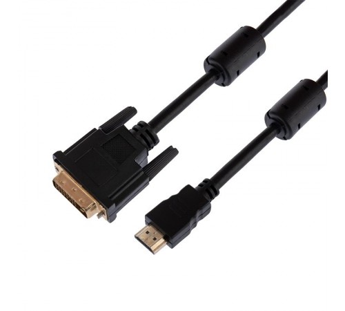 Шнур HDMI - DVI-D с фильтрами, длина 5 метров (GOLD) (PE пакет)  17-6306  REXANT