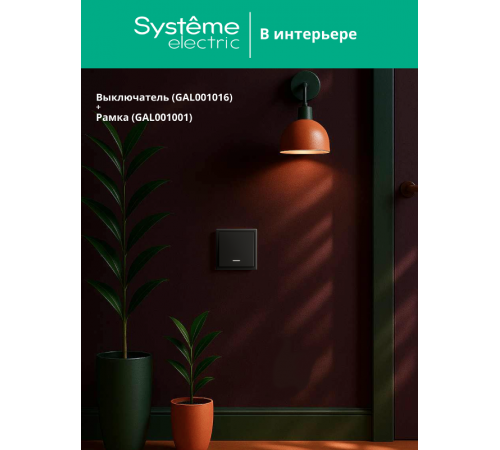 ArtGallery Карбон Выключатель 1-клавишный кнопочный с подсветкой, 10А, механизм  GAL001016  SE