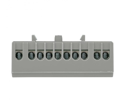 Шина "фаза" L (6х9мм) 10 отверстий латунь серый изолированный корпус на DIN-рейку EKF PROxima  sn0-63-10-is  EKF