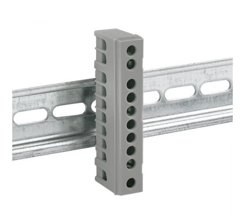 Шина "фаза" L (6х9мм) 10 отверстий латунь серый изолированный корпус на DIN-рейку EKF PROxima  sn0-63-10-is  EKF