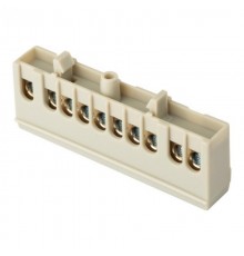 Шина "фаза" L (6х9мм) 10 отверстий латунь серый изолированный корпус на DIN-рейку EKF PROxima  sn0-63-10-is  EKF