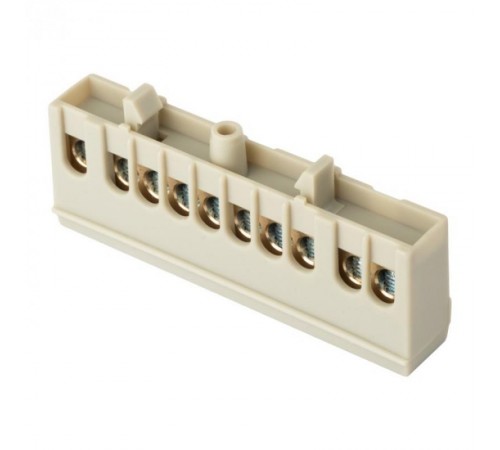 Шина "фаза" L (6х9мм) 10 отверстий латунь серый изолированный корпус на DIN-рейку EKF PROxima  sn0-63-10-is  EKF