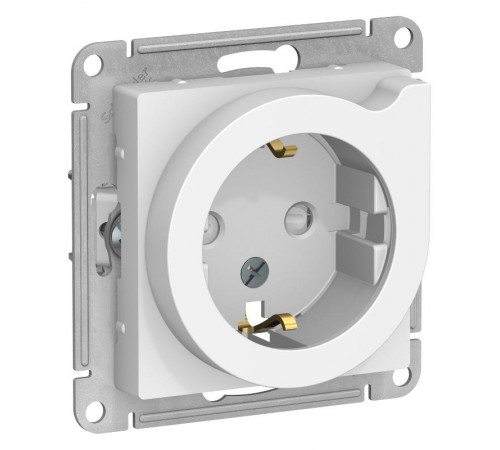 AtlasDesign Белый Розетка с заземлением со шторками с выталк., 16А, механизм  ATN000147  SE