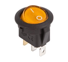 Выключатель клавишный круглый 12V 20А (3с) ON-OFF желтый с подсветкой  36-2587  REXANT
