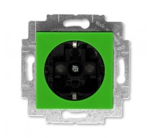 ABB Levit Зелёный / дымчатый чёрный Розетка с з/к со шторками 16А  5520H-A03457 67W  2CHH203457A6067  ABB