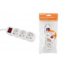Удлинитель бытовой  У03В выключатель, 3 гнезда, 5метров, с заземлением, ПВС 3х1мм2  16А/250В   SQ1303-0102  TDM