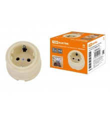 Розетка фарфоровая 2П+З 16А 250В сл. кость "Болонь"  SQ1820-0312  TDM